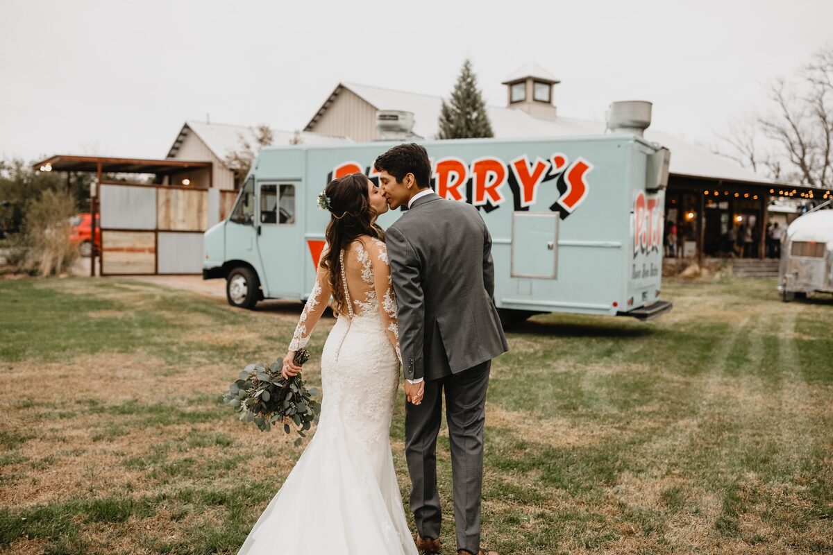 Wedding couple by lake